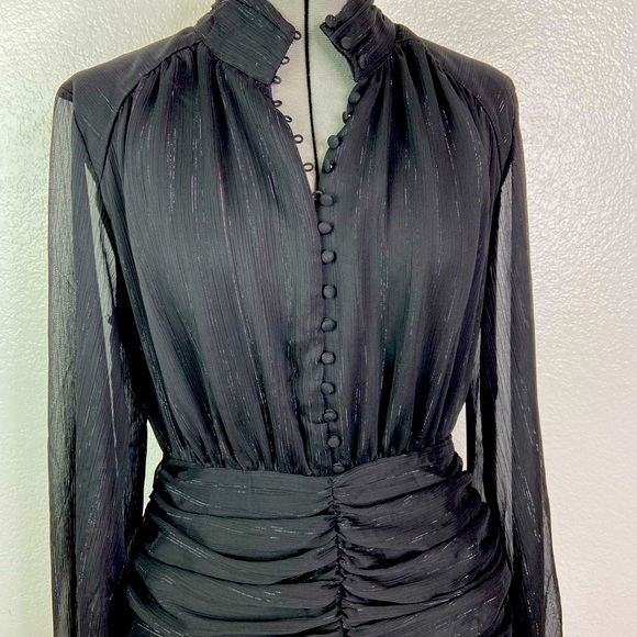 NWT HOUSE OF HARLOW 1960 High Neck Ruched Bodycon Dress - Picture 2 of 11